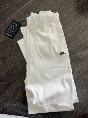 J.Lindeberg White Performance Pants with Black Accents